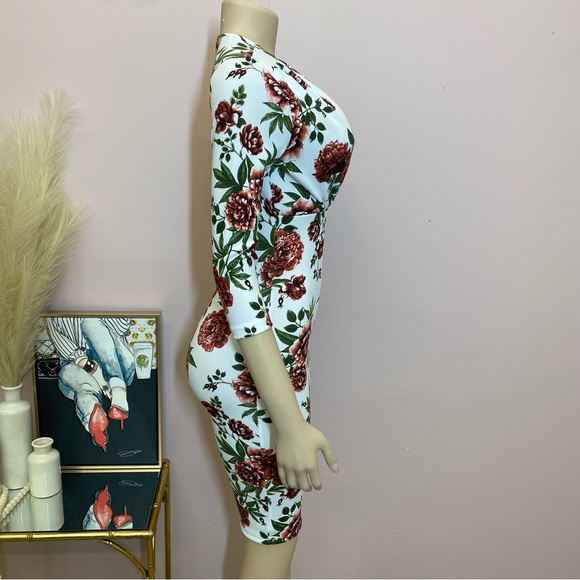 White Floral Printed Midi Dress - Picture 6 of 6